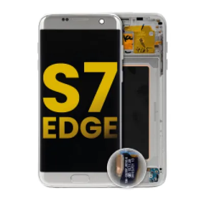 Дисплейний модуль (OLED) з рамкою для Samsung Galaxy S7 Edge (International / G935F) (Refurbished) (сріблястий)