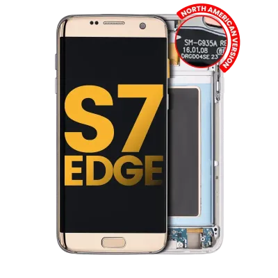Дисплейний модуль (OLED) з рамкою для Samsung Galaxy S7 Edge G935A (North American Version) (Refurbished) (Gold Platinum)