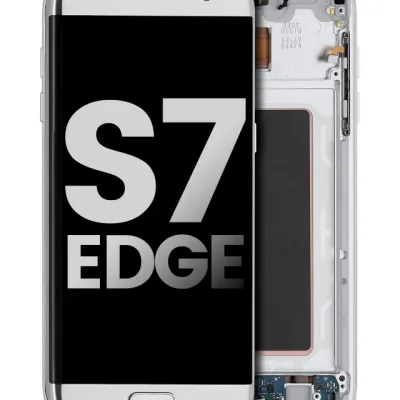 Дисплейний модуль (OLED) з рамкою для Samsung Galaxy S7 Edge (всі US моделі) (Used OEM Pull: Grade B/C) (сріблястий)