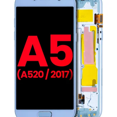 Дисплейний модуль (OLED) з рамкою для Samsung Galaxy A5 (A520 / 2017) (Aftermarket Plus) (Blue Mist)