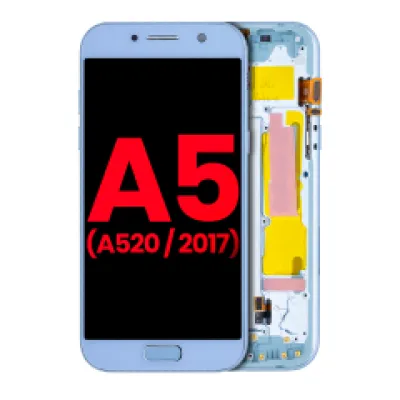 Дисплейний модуль (OLED) з рамкою для Samsung Galaxy A5 (A520 / 2017) (Aftermarket Plus) (Blue Mist)