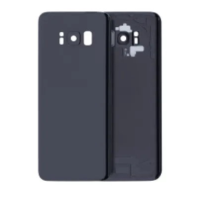 Заднє скло зі склом камери для Samsung Galaxy S8 (No Logo) (Aftermarket Plus) (Midnight Black)