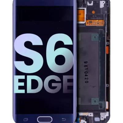 Дисплейний модуль (OLED) з рамкою для Samsung Galaxy S6 Edge (CDMA: Verizon / Sprint) (Service Pack) (Black Sapphire)