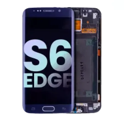 Дисплейний модуль (OLED) з рамкою для Samsung Galaxy S6 Edge (CDMA: Verizon / Sprint) (Service Pack) (Black Sapphire)