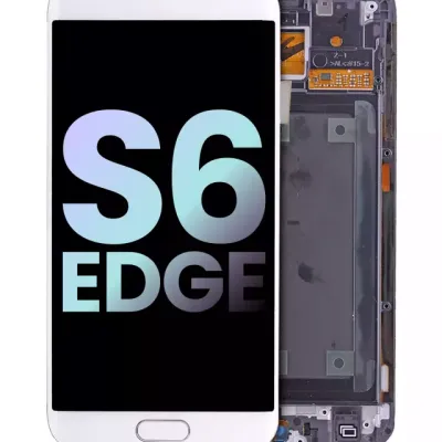 Дисплейний модуль (OLED) з рамкою для Samsung Galaxy S6 Edge (CDMA: Verizon / Sprint) (Service Pack) (White Pearl)