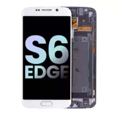 Дисплейний модуль (OLED) з рамкою для Samsung Galaxy S6 Edge (CDMA: Verizon / Sprint) (Service Pack) (White Pearl)