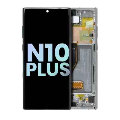 Дисплейний модуль (OLED) з рамкою для Samsung Galaxy Note 10 Plus / 5G (Service Pack) (Aura Glow / Silver)