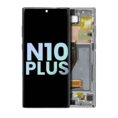 Дисплейний модуль (OLED) з рамкою для Samsung Galaxy Note 10 Plus / 5G (Service Pack) (Aura Glow / Silver)