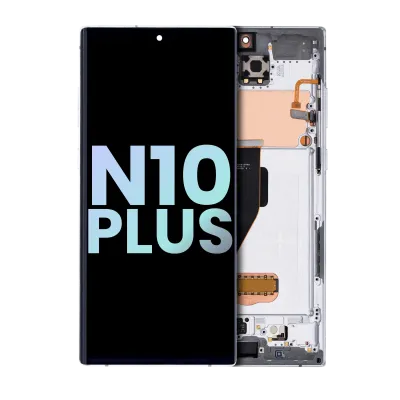 Дисплейний модуль (OLED) з рамкою для Samsung Galaxy Note 10 Plus / 5G (Service Pack) (Aura White)