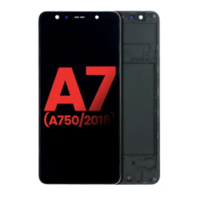 Дисплейний модуль OLED з рамкою для Samsung Galaxy A7 (A750 / 2018) (Aftermarket Plus) (чорний)