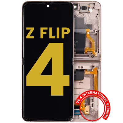 Внутрішній дисплейний модуль (OLED) з рамкою для Samsung Galaxy Z Flip 4 5G (US & International Version) (Refurbished) (Pink Gold)
