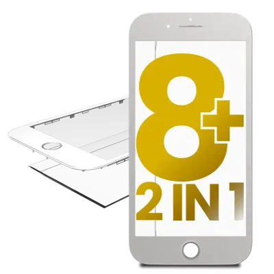 2 in 1 (Front Glass + Frame Pre-Installed) For iPhone 8 Plus (Premium) (White) (2 Pack)