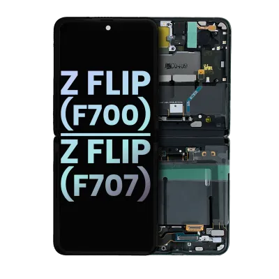 Дисплейний модуль (OLED) внутрішній з рамкою для Samsung Galaxy Z Flip 4G (F700) (Service Pack) (Mirror Black)