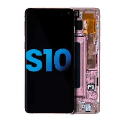 Дисплейний модуль LCD з рамкою (без датчика відбитків) для Samsung Galaxy S10 (Aftermarket Plus: TFT) (Flamingo Pink)