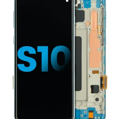 Дисплейний модуль LCD з рамкою (без датчика відбитків) для Samsung Galaxy S10 (Aftermarket Plus: TFT) (Prism Blue)