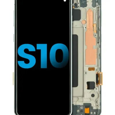 Дисплейний модуль LCD з рамкою (без датчика відбитків) для Samsung Galaxy S10 (Aftermarket Plus: TFT) (Prism Green)