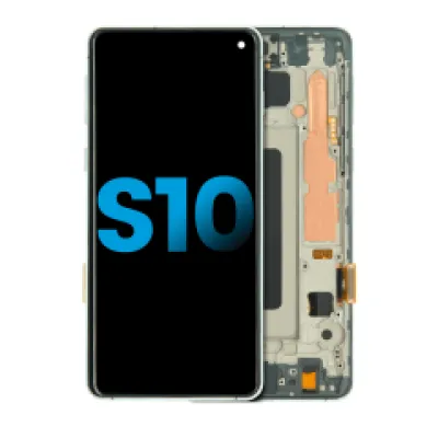 Дисплейний модуль LCD з рамкою (без датчика відбитків) для Samsung Galaxy S10 (Aftermarket Plus: TFT) (Prism Green)