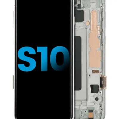 Дисплейний модуль LCD з рамкою (без датчика відбитків) для Samsung Galaxy S10 (Aftermarket Plus: TFT) (Prism White)