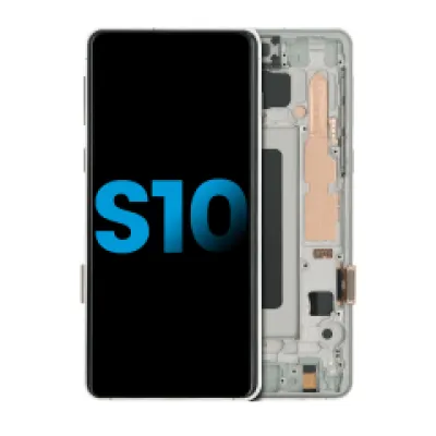 Дисплейний модуль LCD з рамкою (без датчика відбитків) для Samsung Galaxy S10 (Aftermarket Plus: TFT) (Prism White)
