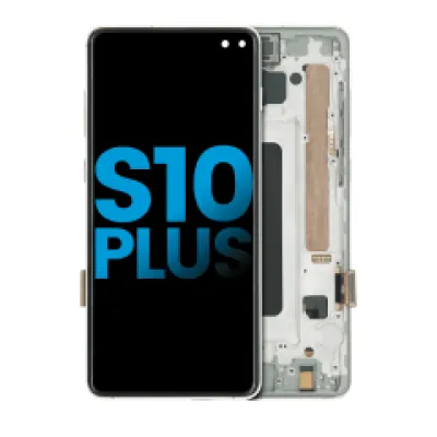 Дисплейний модуль LCD з рамкою (без датчика відбитків) для Samsung Galaxy S10 Plus (Aftermarket Plus: TFT) (Prism White)