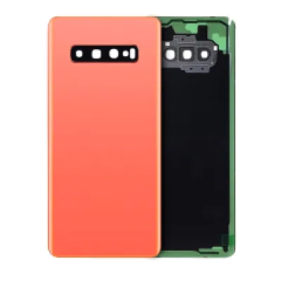 Задне скло з скло камери для Samsung Galaxy S10 Plus (без логотипу) (Aftermarket Plus) (Flamingo Pink)