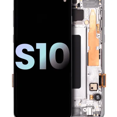 Дисплейний модуль (OLED) з рамкою для Samsung Galaxy S10 (Service Pack) (Prism White)