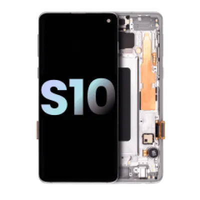 Дисплейний модуль (OLED) з рамкою для Samsung Galaxy S10 (Service Pack) (Prism White)