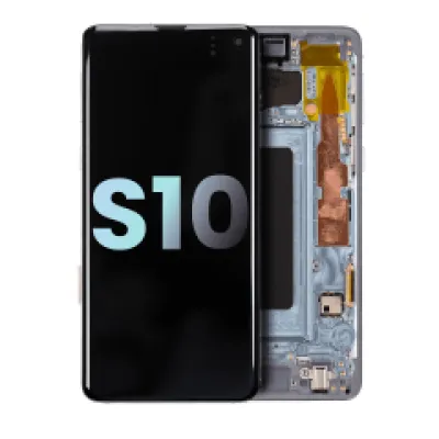 Дисплейний модуль (OLED) з рамкою для Samsung Galaxy S10 (Service Pack) (Prism Blue)