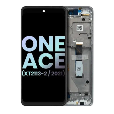 LCD Assembly With Frame For Motorola One 5G Ace (XT2113-2 / 2021) (Genuine OEM) (Volcanic Gray)