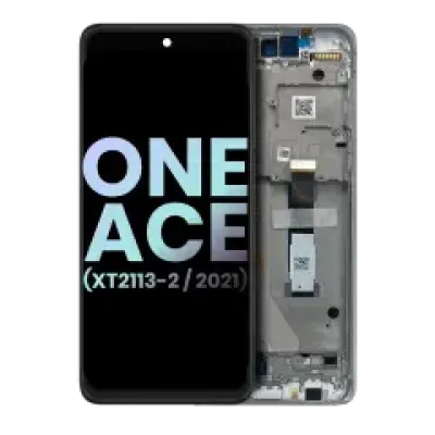 Дисплейний модуль LCD з рамкою для Motorola One 5G Ace (XT2113-2 / 2021) (Genuine OEM) (Volcanic Gray)