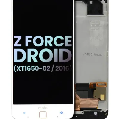 LCD Assembly With Frame For Motorola Moto Z Force Droid (XT1650-02 / 2016) (Genuine OEM) (White)