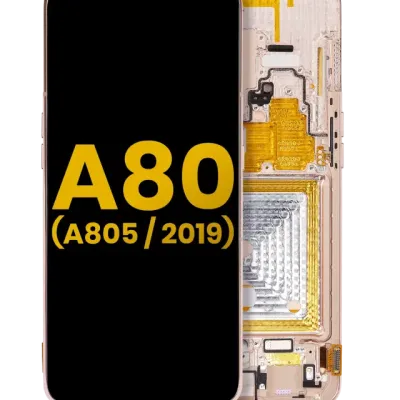 Дисплейний модуль (OLED) з рамкою для Samsung Galaxy A80 (A805 / 2019) (Refurbished) (Angel Gold)