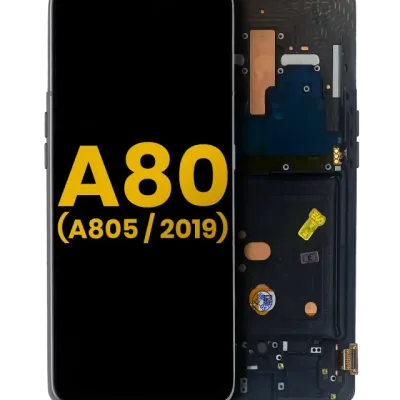 Дисплейний модуль (OLED) з рамкою для Samsung Galaxy A80 (A805 / 2019) (Refurbished) (Phantom Black)