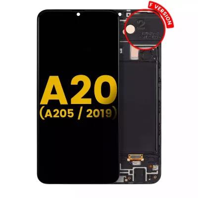 Дисплейний модуль (OLED) з рамкою для Samsung Galaxy A20 (A205 / 2019) (F Version) (Refurbished) (All Colors)