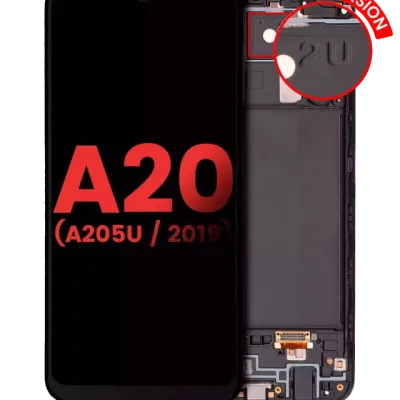 Дисплейний модуль (OLED) з рамкою для Samsung Galaxy A20 (A205U / 2019) (US Version) (Aftermarket Plus) (All Colors)