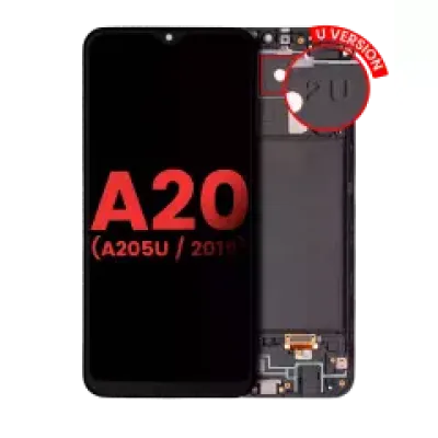 Дисплейний модуль (OLED) з рамкою для Samsung Galaxy A20 (A205U / 2019) (US Version) (Aftermarket Plus) (All Colors)