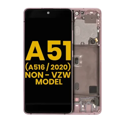 OLED Assembly With Frame For Samsung Galaxy A51 5G (A516 / 2020) (Non-Verizon 5G UW Frame) (Refurbished) (Prism Cube Pink)