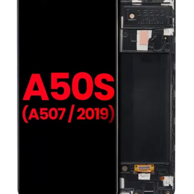 Дисплейний модуль OLED з рамкою для Samsung Galaxy A50s (A507 / 2019) (Aftermarket Plus) (усі кольори)