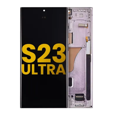 Дисплейний модуль (OLED) з рамкою для Samsung Galaxy S23 Ultra 5G (US & International) (Зібраний) (Lavender)