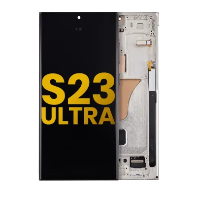Дисплейний модуль (OLED) з рамкою для Samsung Galaxy S23 Ultra 5G (US & International) (Зібраний) (Cream)
