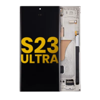 Дисплейний модуль (OLED) з рамкою для Samsung Galaxy S23 Ultra 5G (US & International) (Зібраний) (Cream)