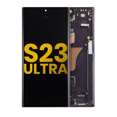 Дисплейний модуль (OLED) з рамкою для Samsung Galaxy S23 Ultra 5G (US & International) (Зібраний) (Phantom Black)
