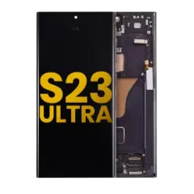 Дисплейний модуль (OLED) з рамкою для Samsung Galaxy S23 Ultra 5G (US & International) (Зібраний) (Phantom Black)
