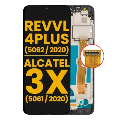 Дисплейний модуль (LCD) з рамкою для T-Mobile Revvl 4 Plus (5062 / 2020) / Alcatel 3X (5061 / 2020) (Refurbished) (чорний)