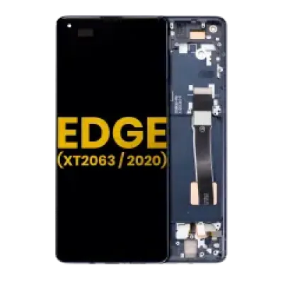 Дисплейний модуль (OLED) з рамкою для Motorola Edge 5G (XT2063 / 2020) (Refurbished) (Solar Black)