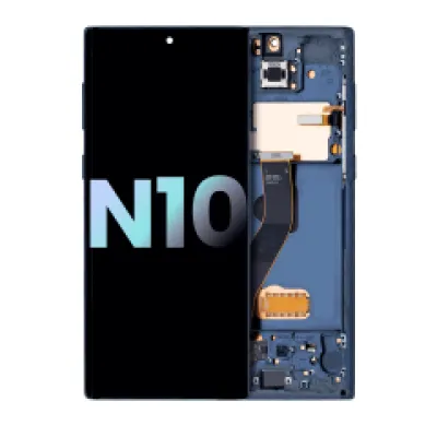 Дисплейний модуль (OLED) з рамкою для Samsung Galaxy Note 10 (Service Pack) (Aura Glow / Silver)