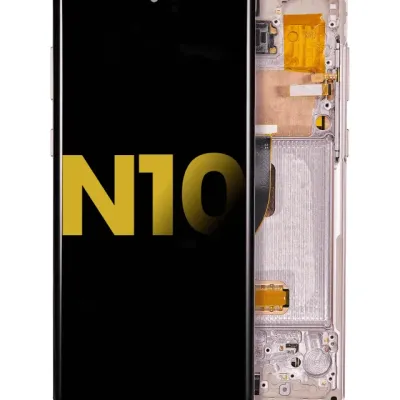 Дисплейний модуль (OLED) з рамкою для Samsung Galaxy Note 10 (Refurbished) (Aura Glow / Silver)