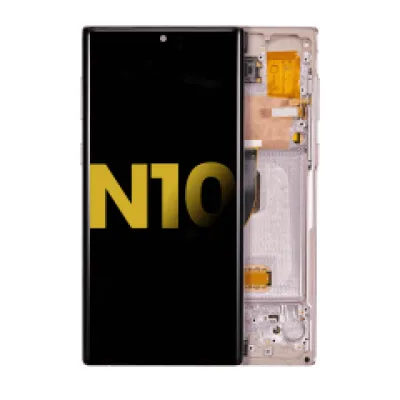 Дисплейний модуль (OLED) з рамкою для Samsung Galaxy Note 10 (Refurbished) (Aura Glow / Silver)