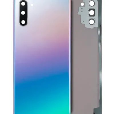 Заднє скло з скло камери для Samsung Galaxy Note 10 (без логотипу) (Aftermarket Plus) (Aura Glow / Silver)