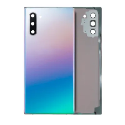 Заднє скло з скло камери для Samsung Galaxy Note 10 (без логотипу) (Aftermarket Plus) (Aura Glow / Silver)